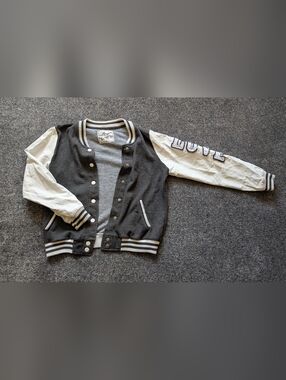 Kids Black & White Varsity Jacket Top
